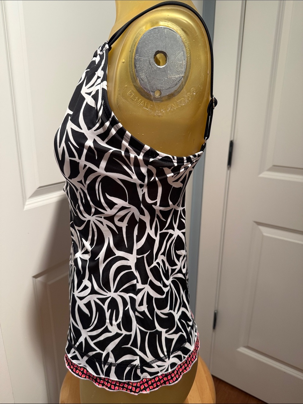 24th & Ocean Black and White One-Piece Swimsuit with Printed Overlay - Picture 2 of 9
